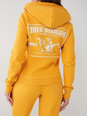 True Religion Big T Zip Hoodie Damen Gelb | 69814GQCX