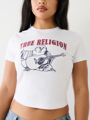 True Religion Buddha Baby T-Shirts Damen Weiß | 68790GYNW