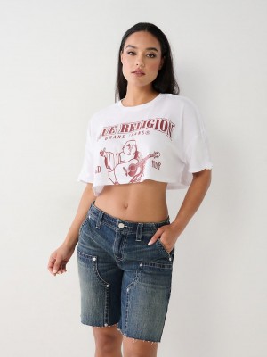 True Religion Buddha Crop T-Shirts Damen Weiß | 40162KTYF