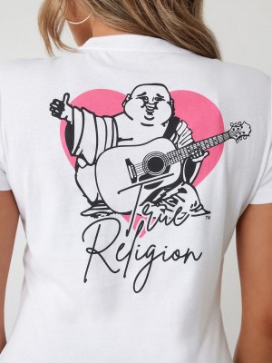 True Religion Buddha Logo T-Shirts Damen Weiß | 04832JGXP