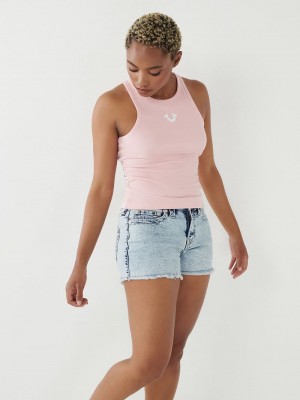 True Religion Buddha Logo Tanktop Damen Rosa | 43278ZMGX