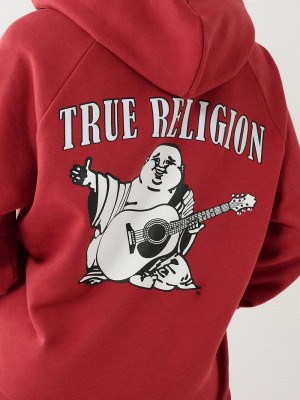 True Religion Buddha Relaxed Hoodie Damen Rot | 34150UAPE