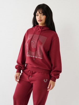 True Religion Crystal Relaxed Hoodie Damen Fuchsie | 37206NKXA