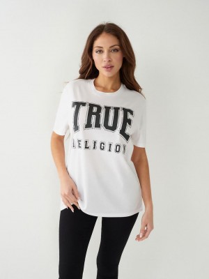 True Religion Crystal True Relaxed T-Shirts Damen Weiß | 52613IYBL