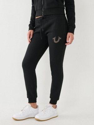 True Religion Logo Jogginghose Damen Schwarz | 96738PSYL