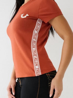 True Religion Tr Logo Trim Slim T-Shirts Damen Orange | 86103BFVR