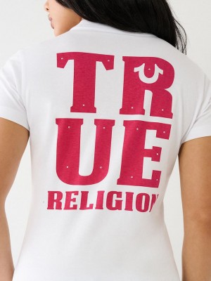 True Religion True Logo T-Shirts Damen Weiß | 45971KVGX
