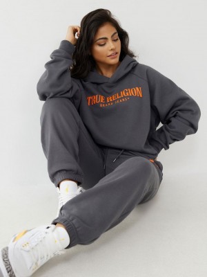 True Religion True Relaxed Hoodie Damen Grau | 71695ADZM