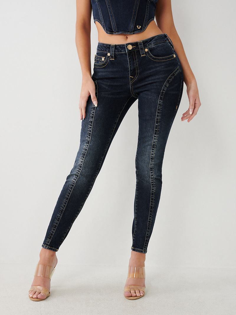 True Religion Jennie Mid Rise Curvy Skinny Jeans Damen Navy | 05832BRUZ