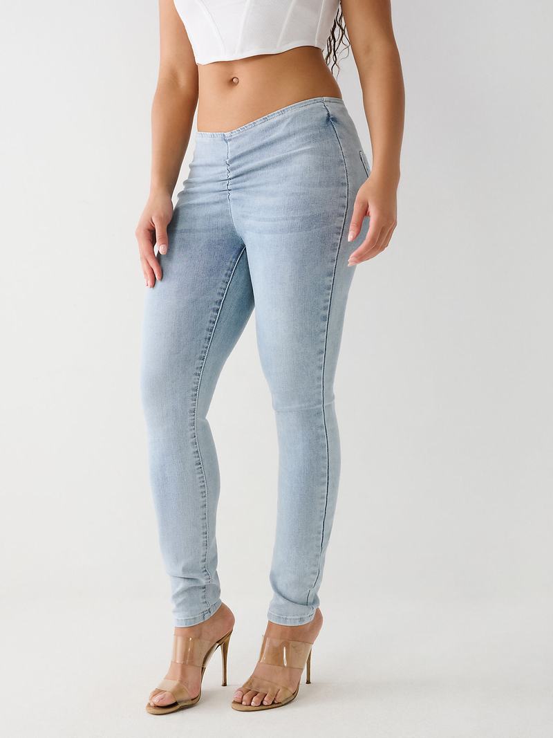 True Religion Low Rise Ruched Skinny Jeans Damen Hellblau | 24761FJNB