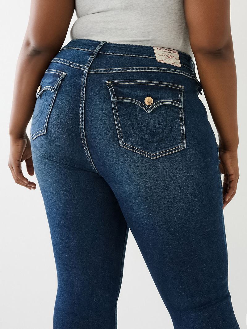 True Religion Plus Jennie Mid Rise Flap Skinny Jeans Damen Navy | 14926ONHX