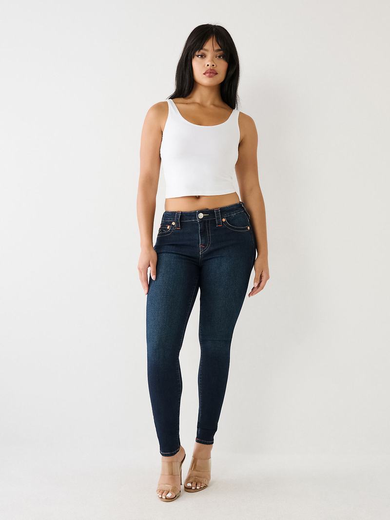 True Religion Halle Mid Rise Super Skinny Jeans Damen Dunkelwaschen | 50234MEJQ