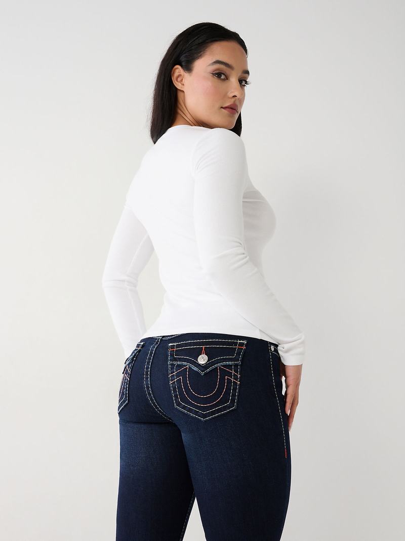 True Religion Halle Big T Super Skinny Jeans Damen Navy | 25673KXCE