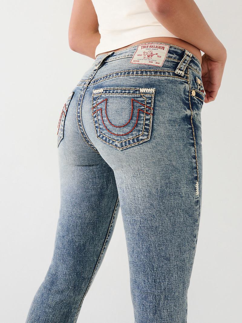 True Religion Becca Stitch Bootcut Super T Jeans Damen Blau | 62154XOZF