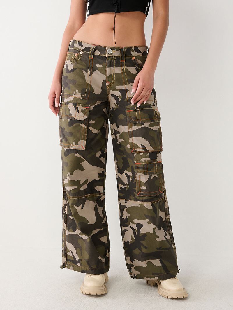 True Religion Jessie Camo Cargo Super Baggy Big T Jeans Damen Camouflage | 43867FBPQ