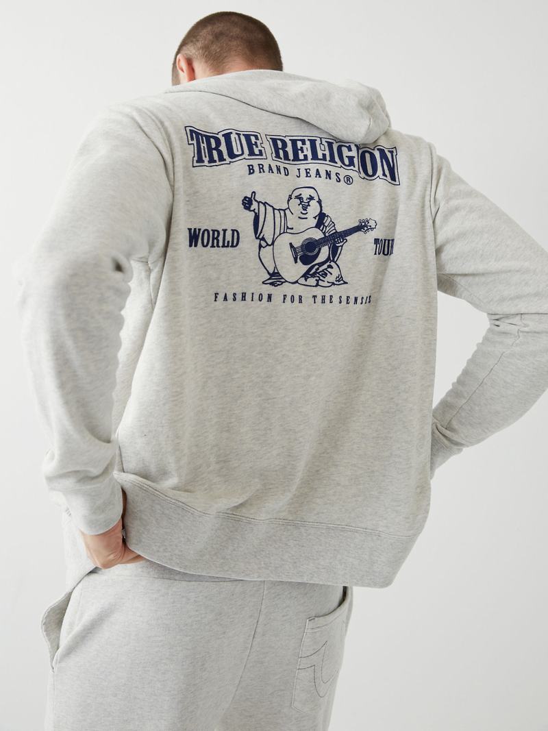 True Religion Buddha Zip Hoodie Herren Beige | 79146DOMC