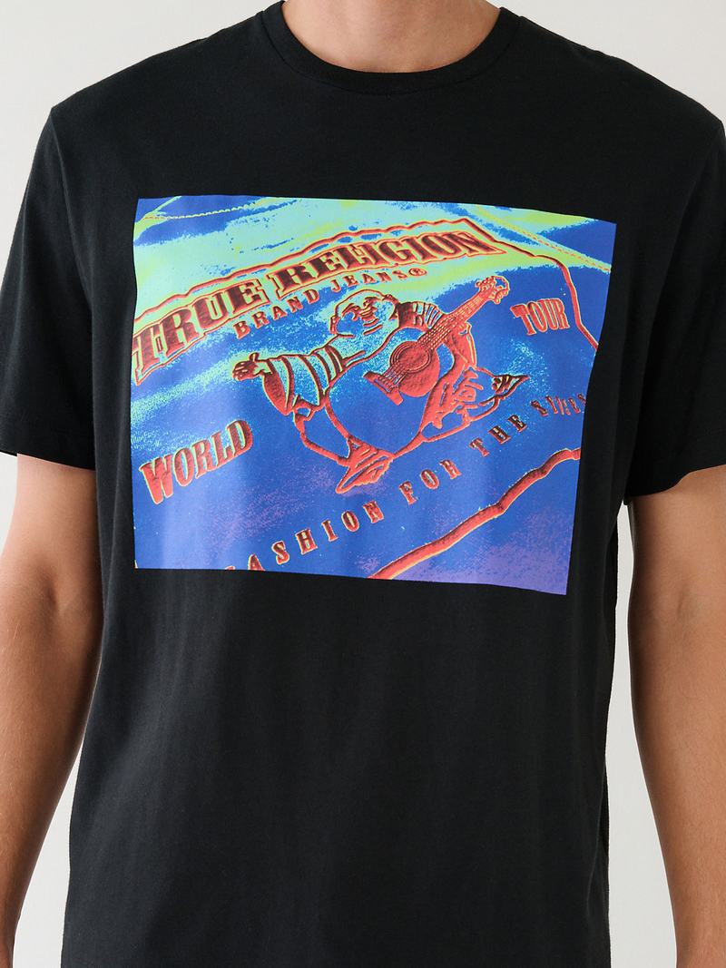 True Religion Thermo Buddha Graphic Relaxed T-Shirts Herren Schwarz | 72046KFIO