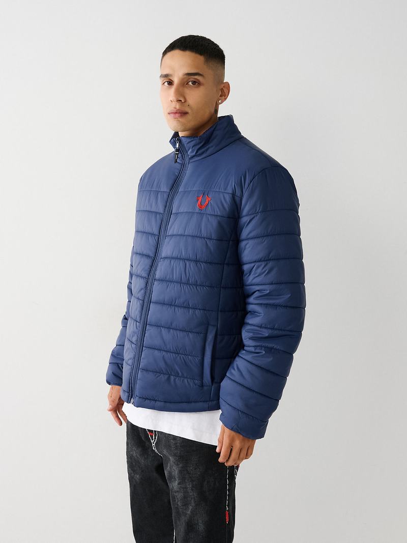 True Religion Puffer Jacke Herren Navy Blau | 20619ISOA