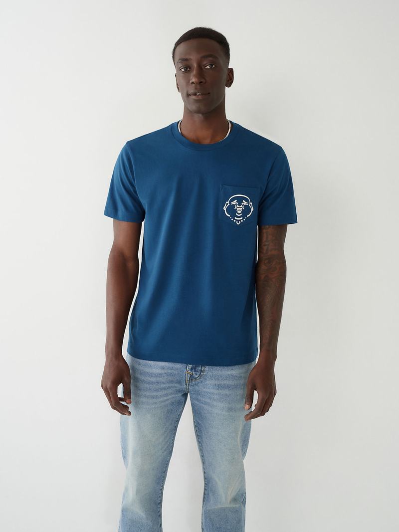 True Religion Buddha Pocket T-Shirts Herren Navy Navy | 64381AHZL