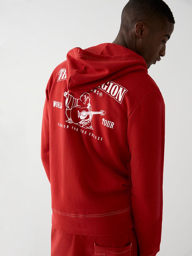 True Religion Buddha Zip Hoodie Herren Rot | 24703CSVF