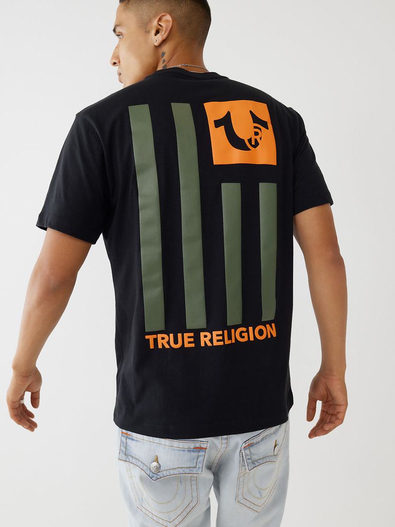 True Religion True Logo T-Shirts Herren Schwarz | 52836NBUV