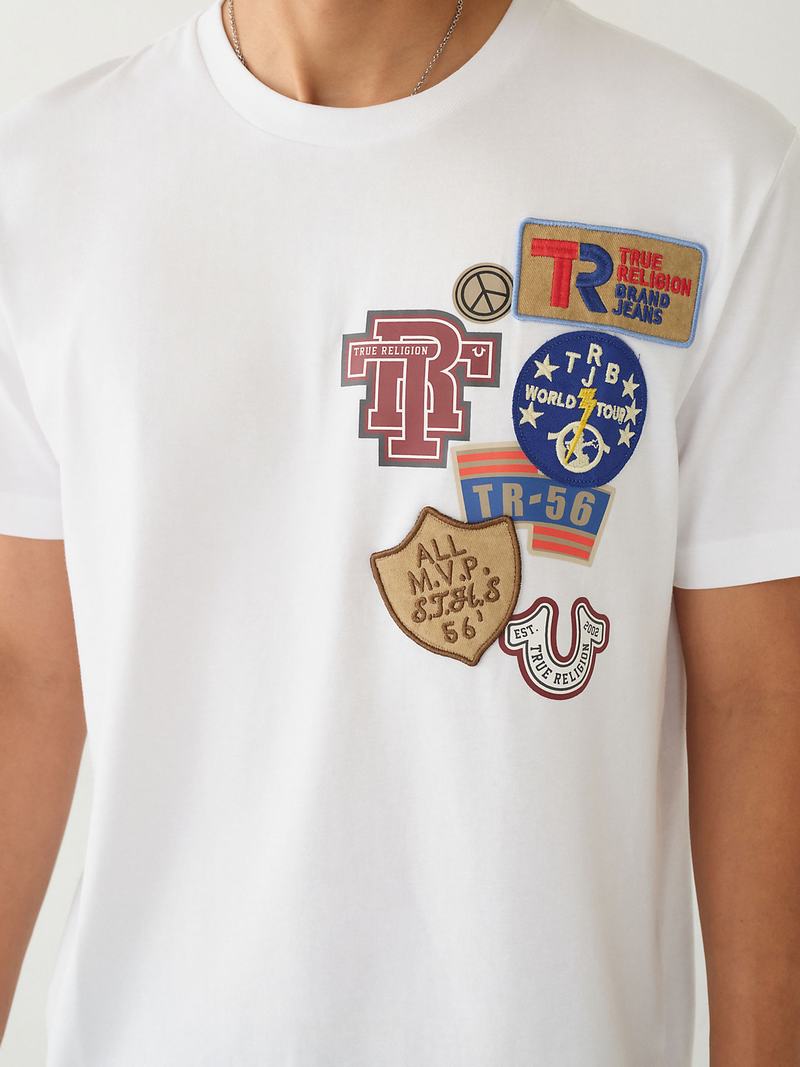 True Religion Collegiate Patch T-Shirts Herren Weiß | 89510AYFZ