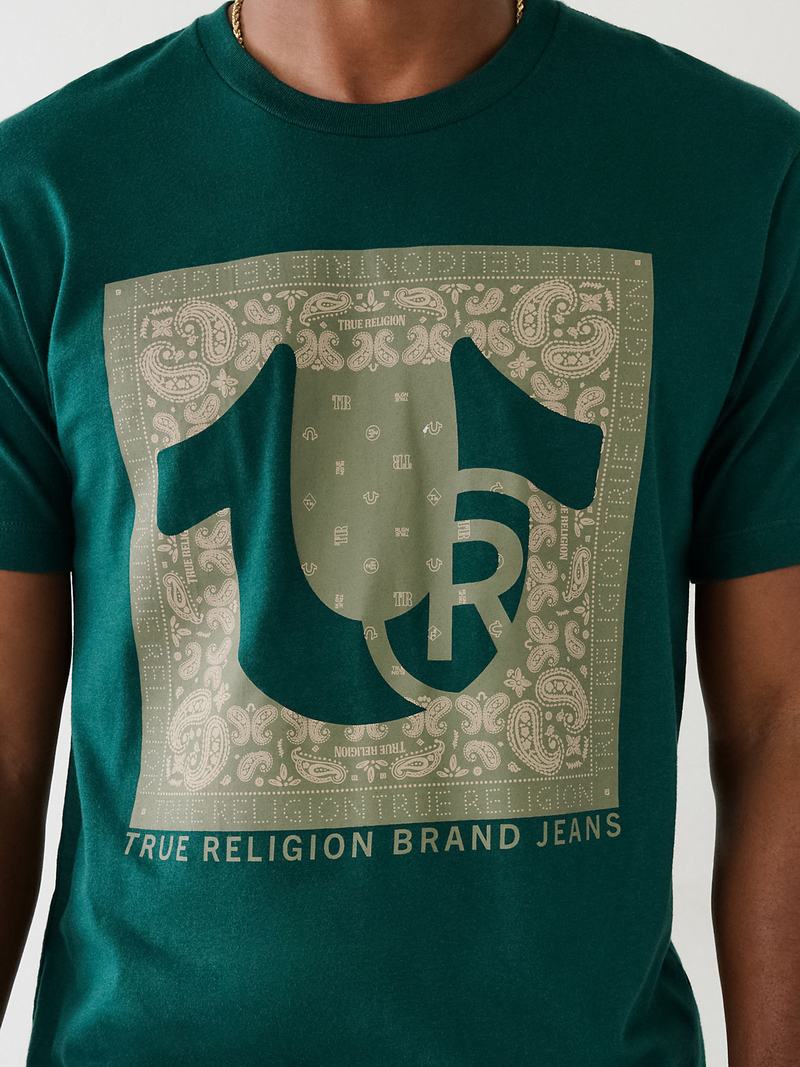 True Religion Bandana Logo T-Shirts Herren Türkis Grün | 35162NEFY