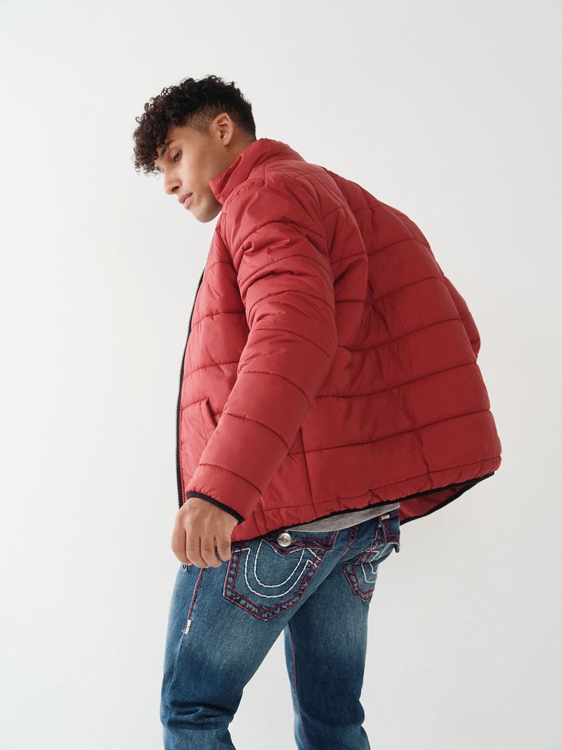 True Religion Solid Puffer Jacke Herren Rot | 02154PGTF