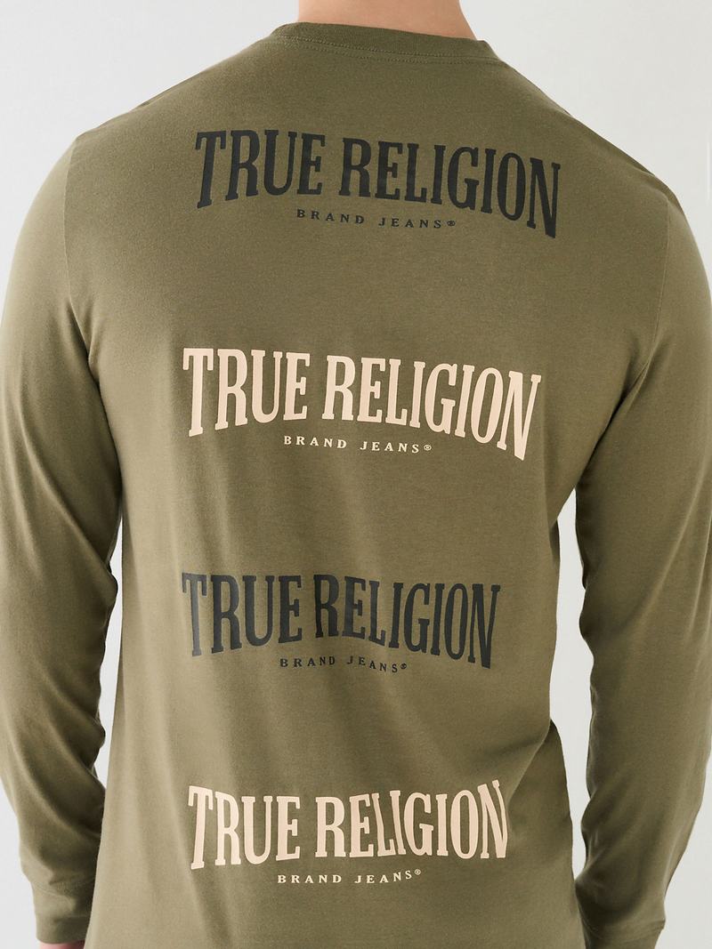 True Religion Logo Long Sleeve T-Shirts Herren Olivgrün | 60154EIGU