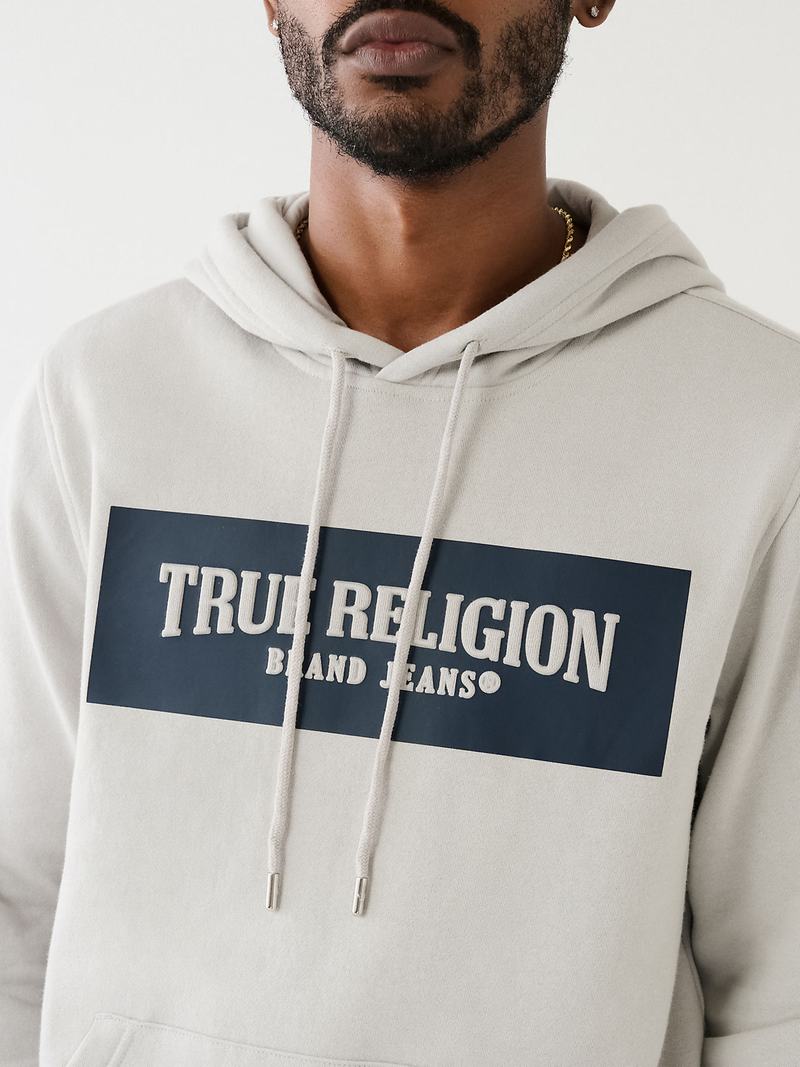 True Religion True Logo Hoodie Herren Grau Weiß | 80359MYRI