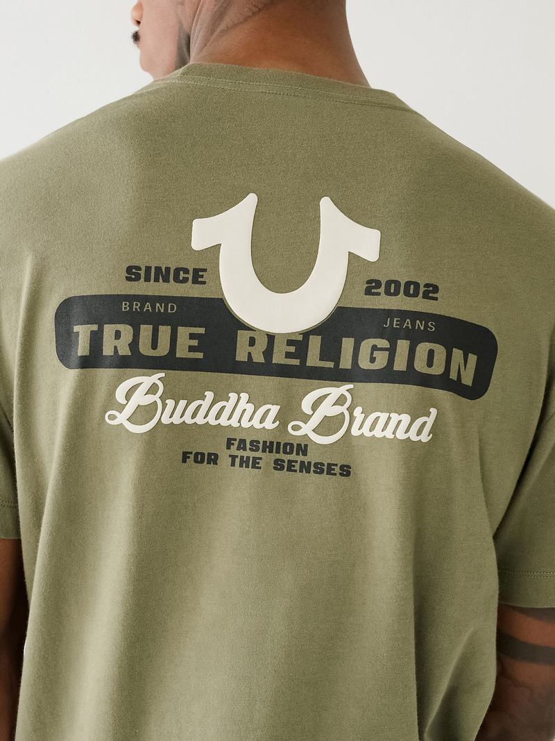 True Religion Buddha Brand Logo T-Shirts Herren Grün | 41657VROG