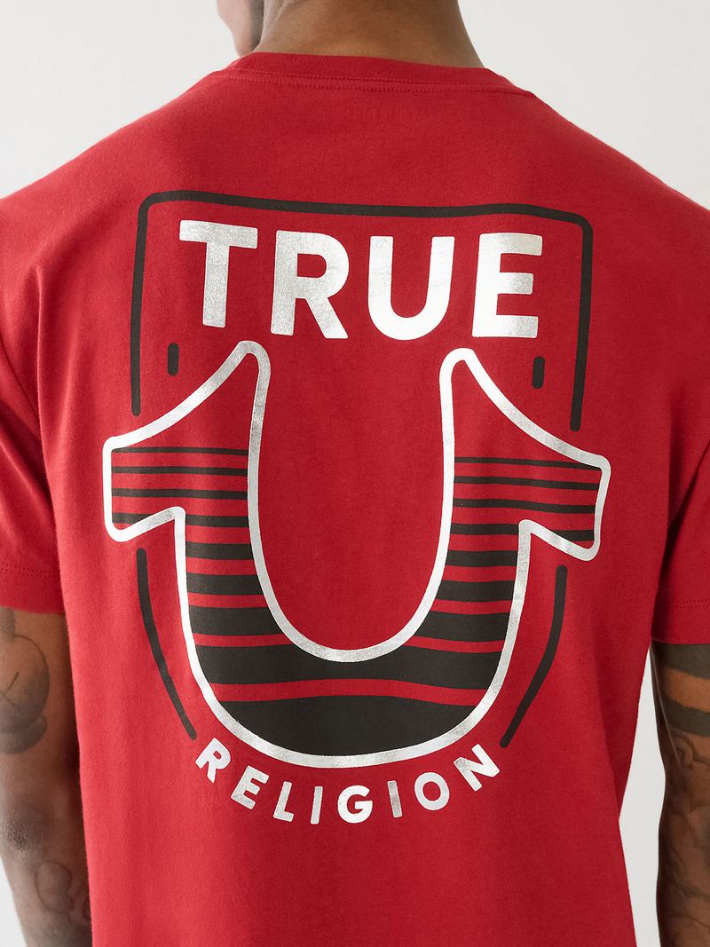 True Religion Horseshoe Logo Crew Neck T-Shirts Herren Rot | 46035WZHV