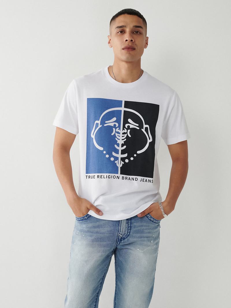 True Religion Buddha Logo T-Shirts Herren Weiß | 89512BTZG