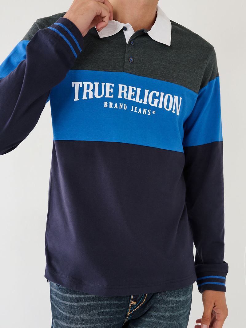 True Religion Rugby Polo Hemd Herren Grau Navy | 87614FMLI