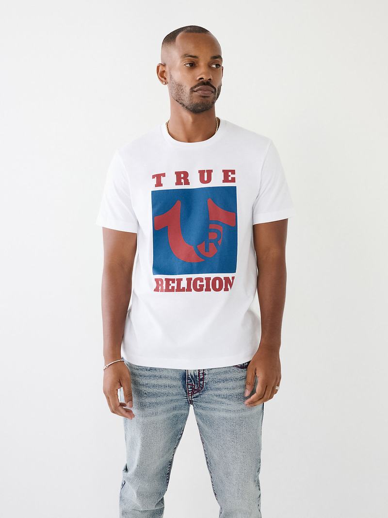 True Religion True Logo T-Shirts Herren Weiß | 26893EUXZ