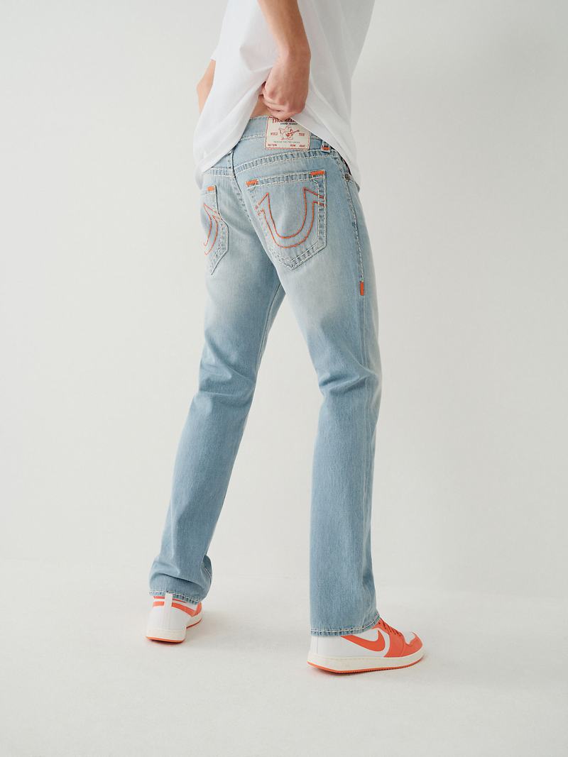 True Religion Ricky Super T Stitch Straight Jeans Herren Hellwaschen | 97462KALC