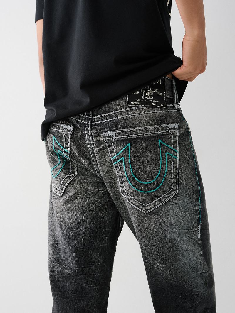 True Religion Ricky Super T Stitch Straight Jeans Herren Schwarz Waschen | 60147HXDR