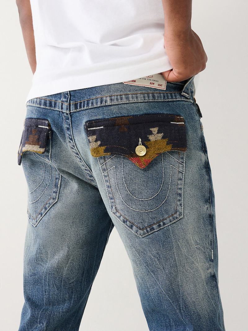 True Religion Ricky Southwestern Flap Straight Jeans Herren Waschen | 96735ADFY