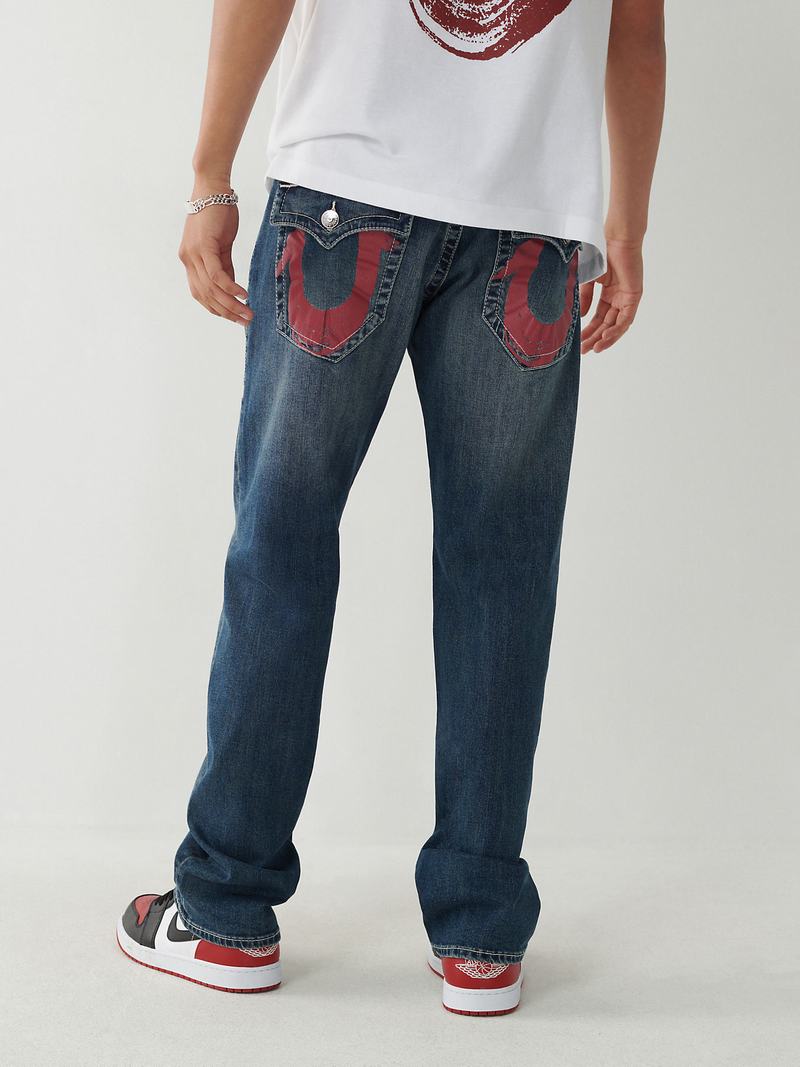True Religion Ricky Painted Hs Straight Jeans Herren Blau | 53896XVQK