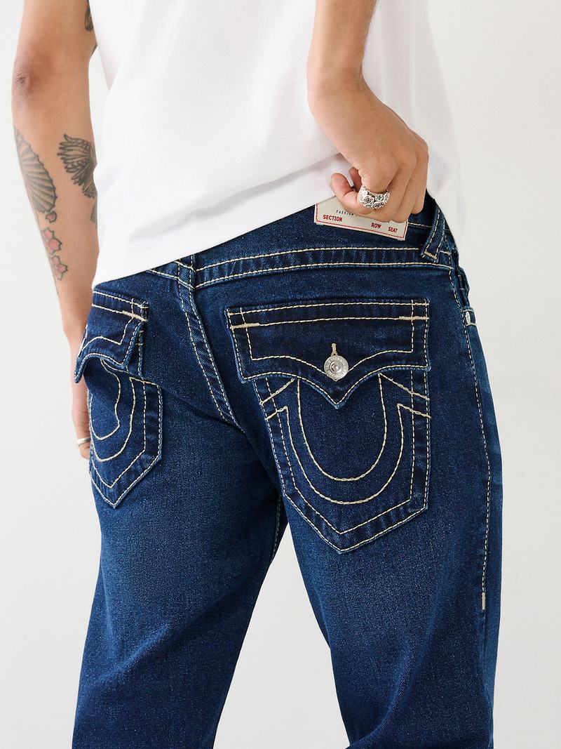 True Religion Ricky Big T Stitch Straight Jeans Herren Navy | 34086GPZH