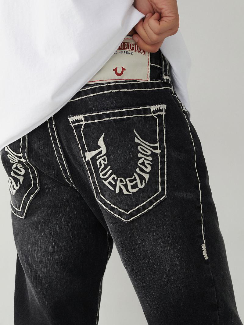 True Religion Ricky Tr Embroidery Gerade Super T Jeans Herren Schwarz Waschen | 12398PKYD