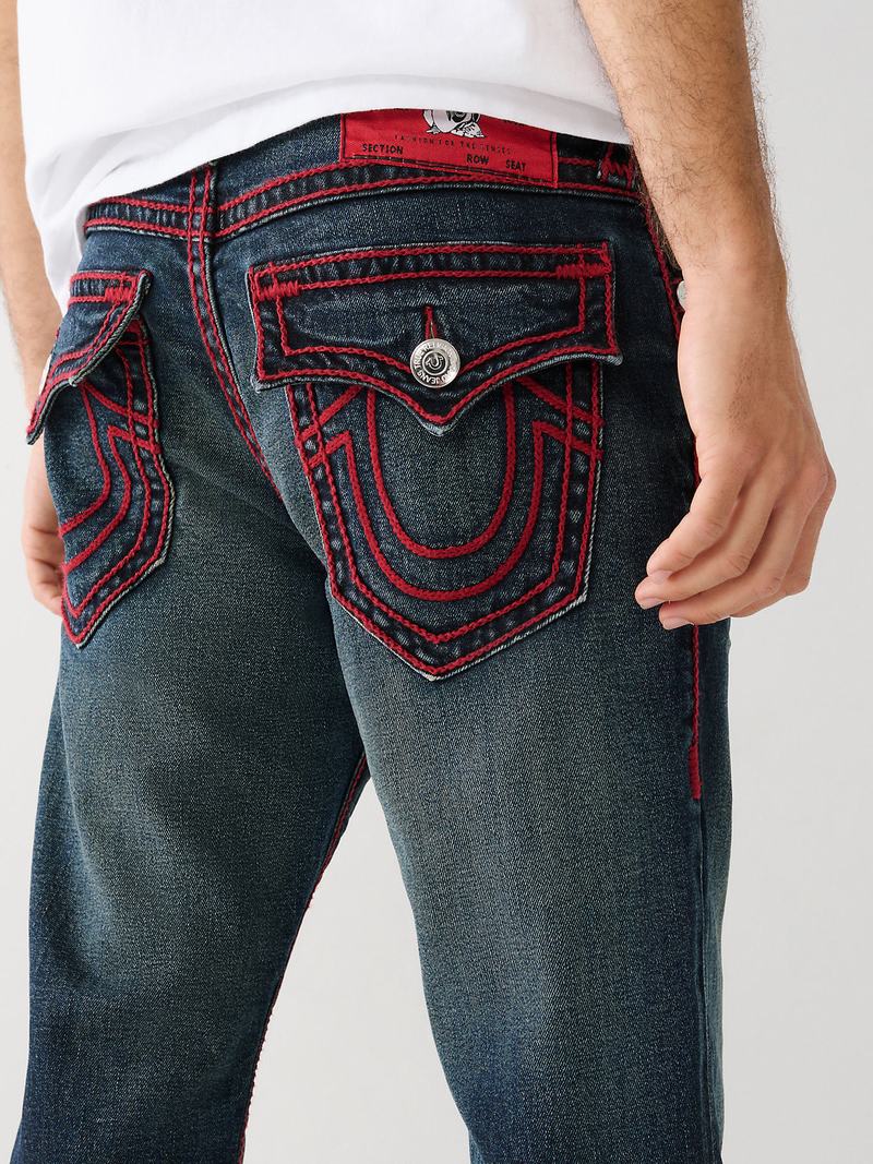 True Religion Ricky Rope Stitch Straight Jeans Herren Dunkelwaschen | 80613BYWU