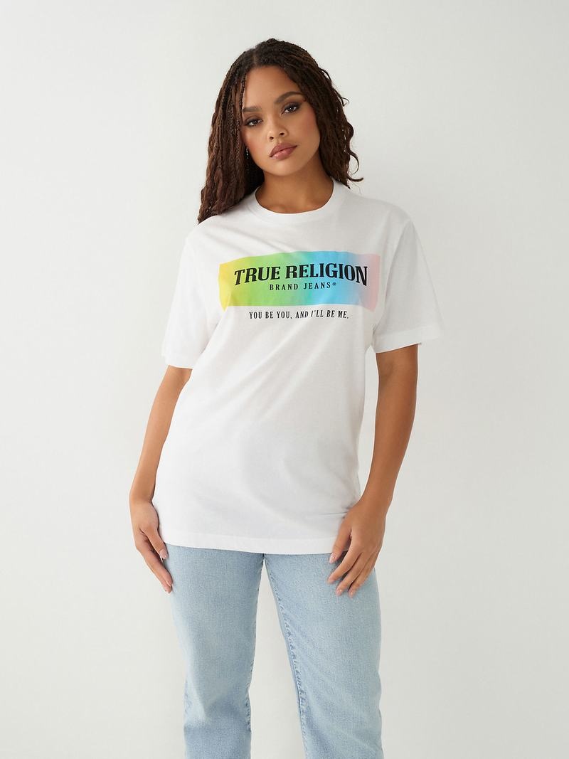 True Religion Be You True Pride T-Shirts Damen Weiß | 80563PRMH