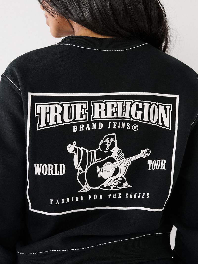 True Religion Big T Buddha Sweatshirt Damen Schwarz | 01568COBR