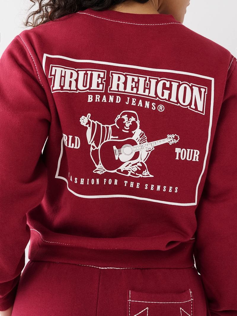 True Religion Big T Buddha Sweatshirt Damen Fuchsie | 60398AKJF