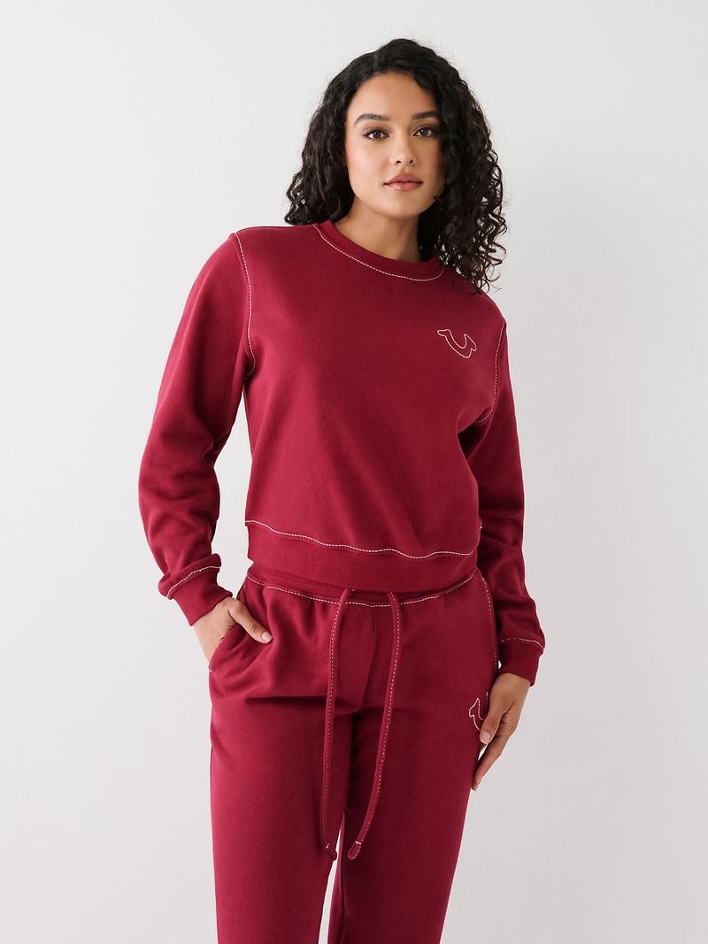 True Religion Big T Buddha Sweatshirt Damen Fuchsie | 60398AKJF