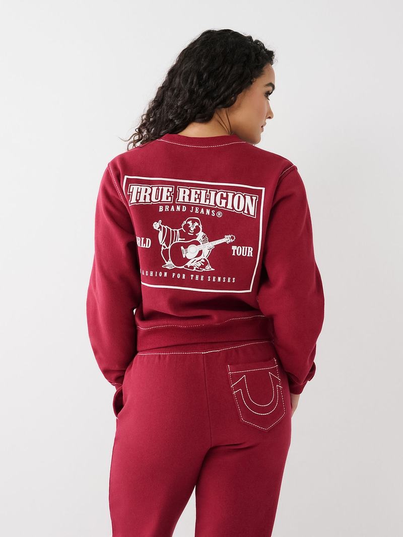 True Religion Big T Buddha Sweatshirt Damen Fuchsie | 60398AKJF