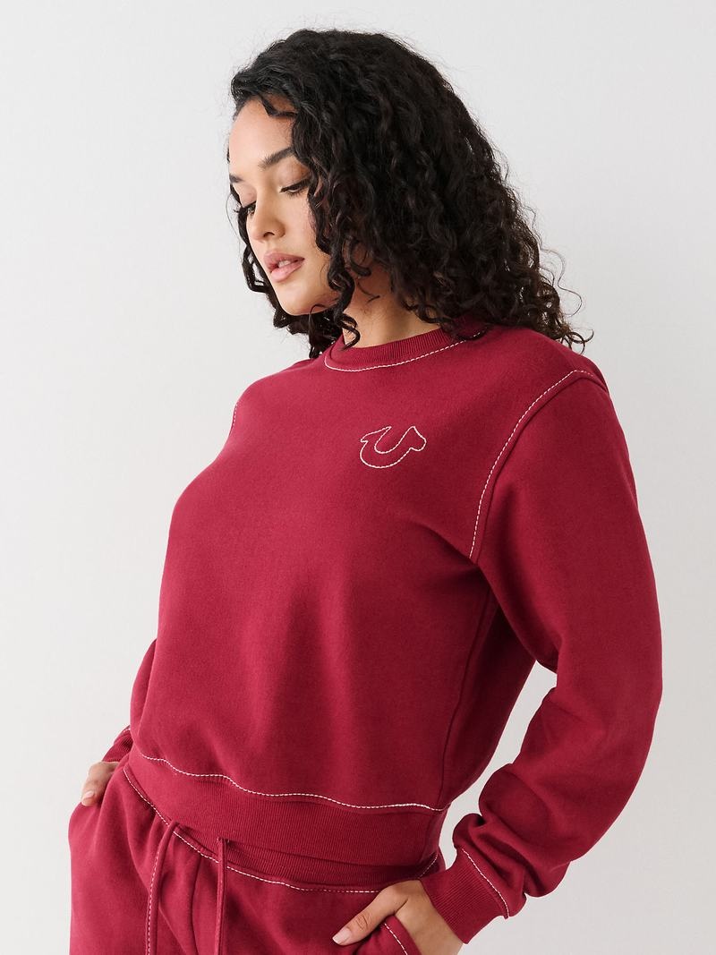 True Religion Big T Buddha Sweatshirt Damen Fuchsie | 60398AKJF