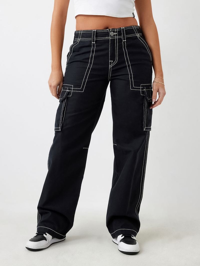 True Religion Big T Cargohose Damen Schwarz | 59147DMYB