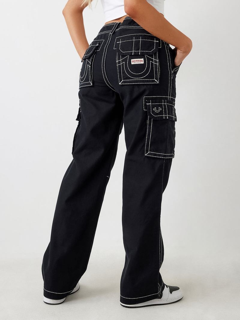 True Religion Big T Cargohose Damen Schwarz | 59147DMYB